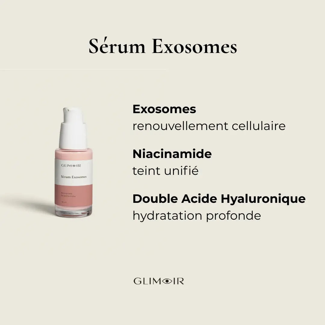 Bienfaits du serum exosomes avec niacinamide et double acide hyaluronique - Glimoir