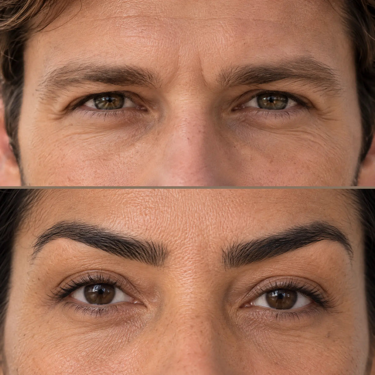 Le regard d'un homme et d'une femme : Glimoir ne traite qu'une seule zone du visage, le contour des yeux
