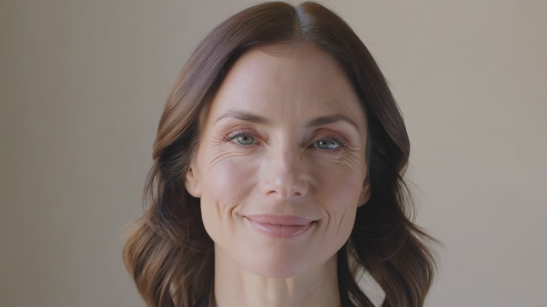 Femme mature de dos puis de profil dans une maison baignée de lumière dorée, ambiance sereine, univers Crème Contour des Yeux aux Peptides Glimoir